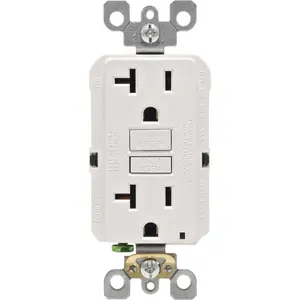 212 MAIN Leviton Mfg R02-GFNT2-0KW Pro Slim Self-Test GFCI Power Socket, White, 20A Rating, 125V, Ground Fault Protection Outlet