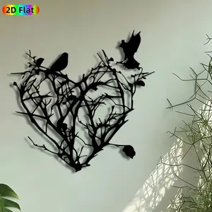 1pc Bird Nest Heart Metal Wall Art, Twig Heart Statue Mural, Intricate Craftsmanship, Artistic Metalwork, Perfect for Valentines Day, Anniversary Decor, Perfect for Bedroom Living Room Garden Fence Decor, Ideal Gift for Romantic Home Decor Lovers.