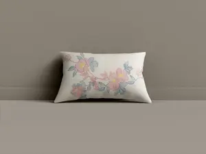 Bebejan Antique Flowers Ivory Oblong Decorative Throw Pillow - Final Sale