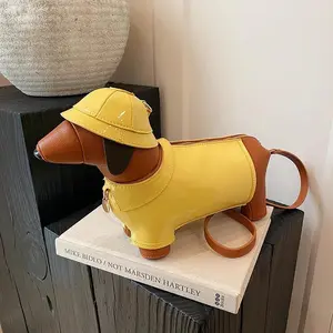Fashion Exquisite Yellow Dog PU Barrel-shaped Shoulder Bags Hot Trendy Super Cool Personality Crossbody Bags for Women 2025 New