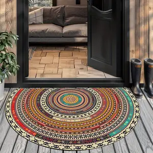 Half Round Colorful Skull Print Decorative Rug, Non-Slip Washable Carpet for Indoor Use, Modern Home Decor for Living Room Bedroom Bathroom Balcony, Abstract Area Rugs