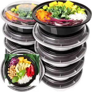 Containers Reusable (10 Pack) – Round Food Containers with Lids – Stackable, Microwave, Freezer & Dishwasher Safe – 28oz – 1 Compartment – BPA-Free