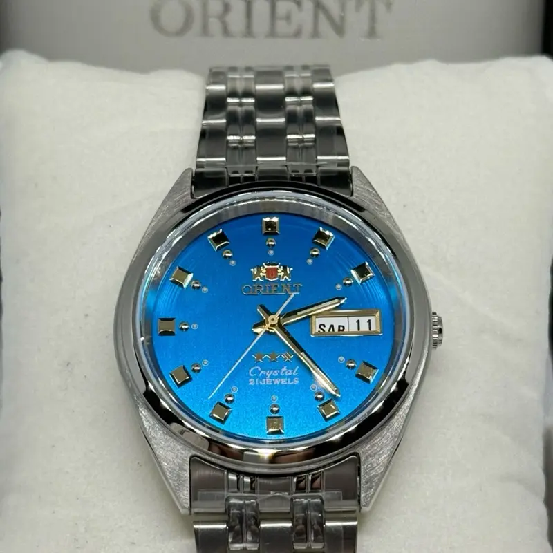 Orient 3 Star Crystal NQ1X-Q0 Silver Tone Blue Dial Automatic Men\'s Watch 23MM Amazon.com: Orient FNQ1X003J9 Women main image 2