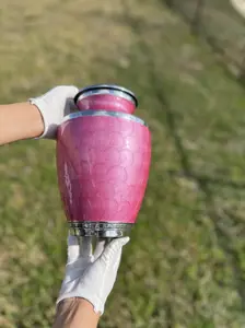 Lavender White Green Pink Mother-of-Pearl Handmade Aluminum Memorial Urn