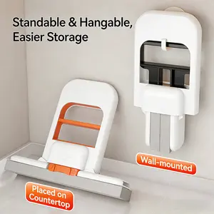 Mini Mop 2026 New Upgrade Portable Self-Squeezing Mop for Small Spaces Wet & Dry Use Orange with Sponge for Bathroom Kitchens & Desktop Glass Can Stand or Hang Lightweight and Compact Hands-Free Flat Squeeze Set