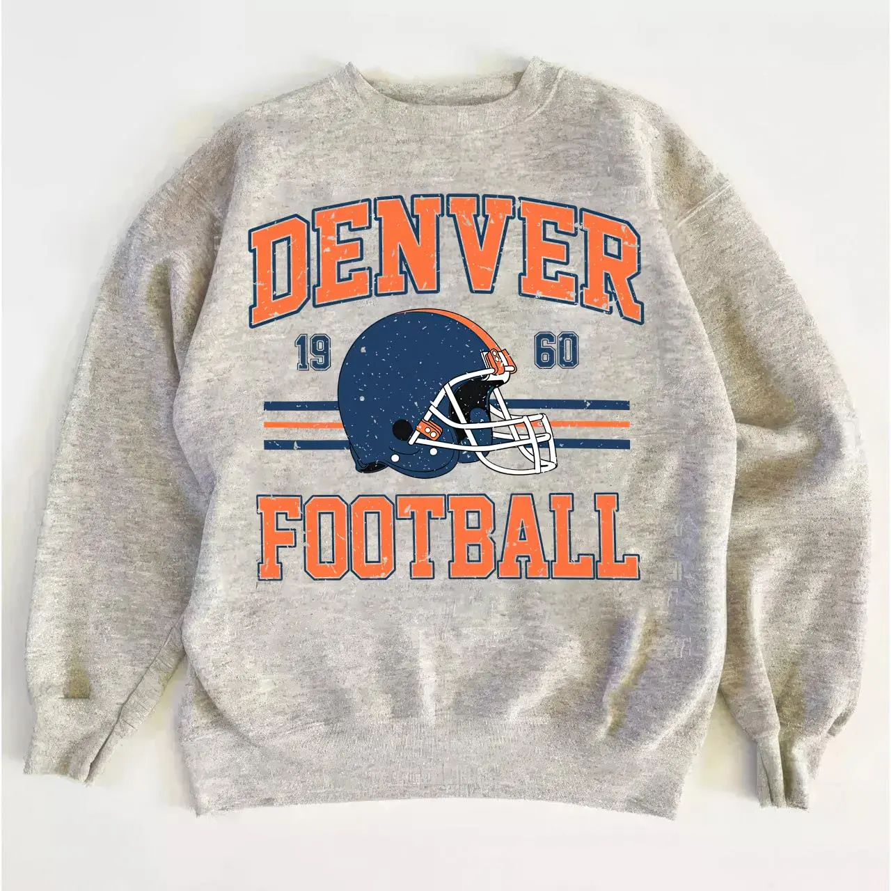Classic Football Sweatshirt, Broncos Retro Crewneck Pullover for Unisex