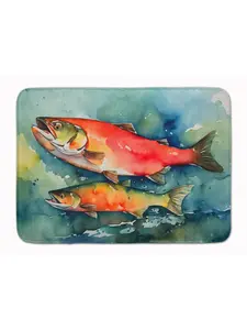 Carolines Treasures DAC2818RUG 19x27 in. Salmon Memory Foam Kitchen Mat - Animal-Inspired, Art-Themed, Coastal, Cushioned, Dyed Textile Rug, Animal-Inspired Kitchen Rugs, Art-Themed Kitchen Rugs