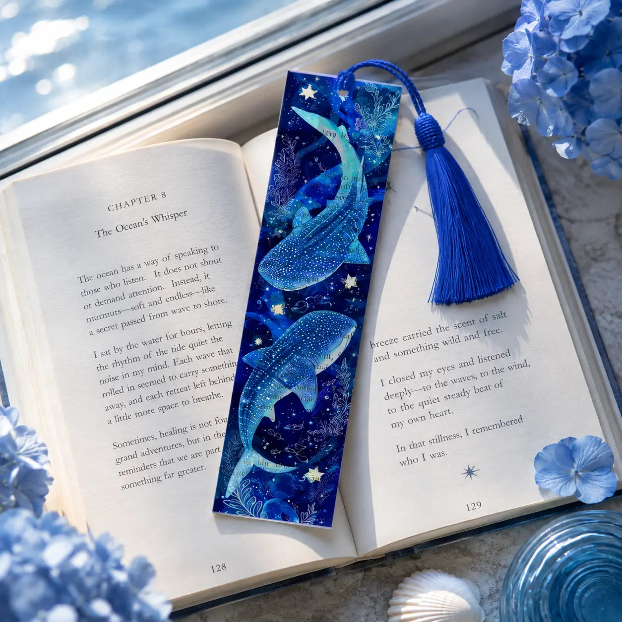 Whale Shark Stained acrylic Bookmark – Ocean Animal Bookmark Gift |  Bookmark Idea | Unique Marine Life Art for Book & Sea Lovers Gift