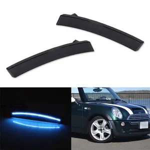 Smoked Lens Ice Blue LED Front Side Marker Lights For Mini Cooper R50 R52 R53 2002 2003 2004 2005 2006 2007 2008 Replace OEM 63147165869, 63147165870