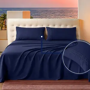 WVG 4PCS Cooling Sheet Set, Soft Breathable Silky Smooth Luxury Bedding Set with 16-in Deep Pockets, Ideal for Hot Sleepers, Summer Gift