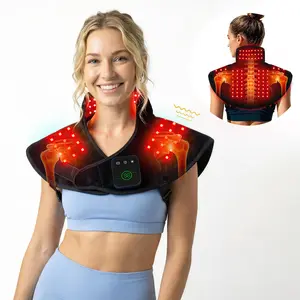 RICIAL Red Light Therapy Wrap for Neck & Shoulders Cordless Rechargeable with 660nm & 850nm Infrared Light Vibration Massage Adjustable Fit & Timer for Home