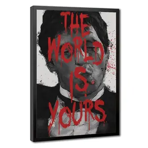 1Pc,Framed ,Retro Style,Sijiamei Inspiration, The World Is Yours, Inspiration Pattern Painting,Decorative Artwork,Wall Art Decor Living Room Bedroom Office,Modern Home Decor,Perfect Gift