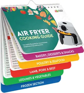 Air Fryer Magnetic Cheat Sheet Set - Cooking Time Charts and Recipe Booklet for Oven and Kitchen