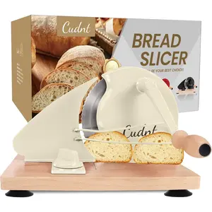 Manual Bread Slicer for Homemade Sourdough Bread, Add Rails, Hand Crank Bread Slicer Machine with Line and Suction Cup, Stainless Blade Bread Thickness