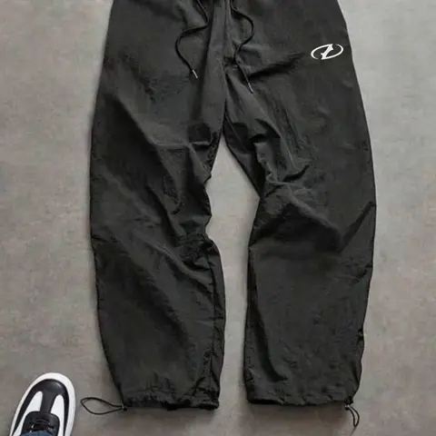 Men's Fashion Printed Casual Sports Pants, Nylon Fabric, Lightweight Breathable, Drawstring Waist, Adjustable Elastic Hem, Perfect for Daily Wear, Track Pants
