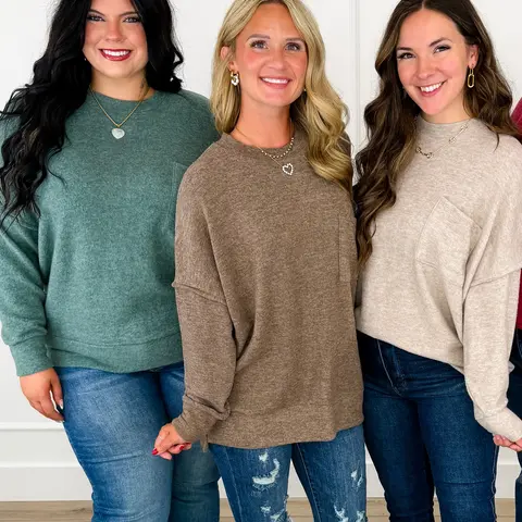 Women's Plain Round Neck Knitwear Casual Pullover Jumper - Mid-Length Spandex Top, Regular Sleeves, Soft Stretchy Fabric, Comfortable Fit, Pocket Design, Multiple Colors, Everyday Women's Clothes