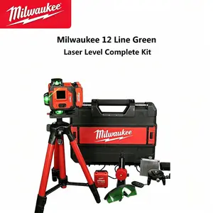 Milwaukee construction tools 12 Line Laser Level Complete Set Matched With Tripod And Rechargeable Battery High Precision Measuring Instrument Stable Light Source Design For Engineering Layout And On Site Construction Survey Work
