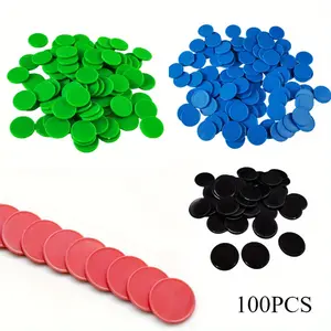 100 Pieces Plastic Poker Chips,Bingo Learning Math Counting Accessories,Circular Color Chip Game Coin,Poker Sets Numbered Cards