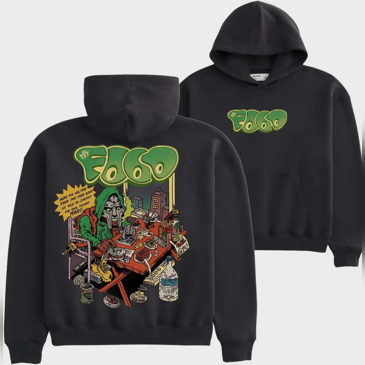 MF DOOM Food Art Graphic Hoodie Urban Streetwear with Hip Hop Style Design Perfect Sweatshirt for DOOM Fans T-shirt f Li Hoodied Men & Women’s Hoodies