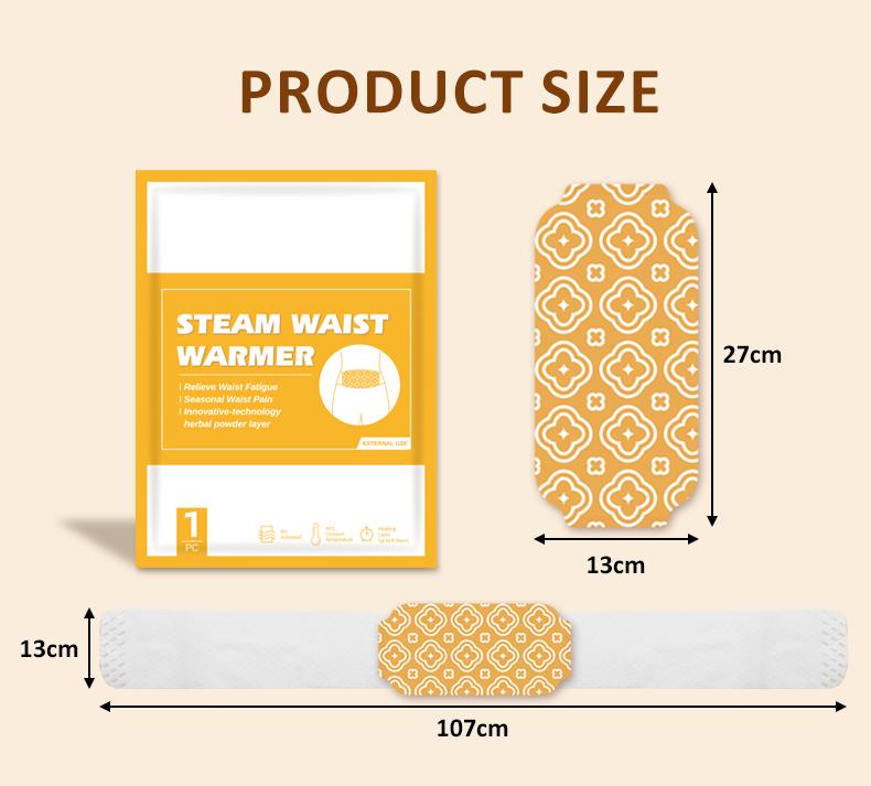 Steam waist warmer patch Waist heat pack for pain relief Heated waist therapy patch 8H long-lasting heat Office worker waist warmer
