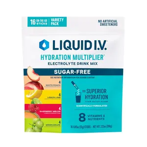 [HOT] Liquid I.V. Hydration Multiplier Sugar-Free Variety Pack - Raspberry Melon, Lemon Lime, White Peach, Green Grape | Electrolyte Powder Drink Mix | 1 Pack (16 Servings)