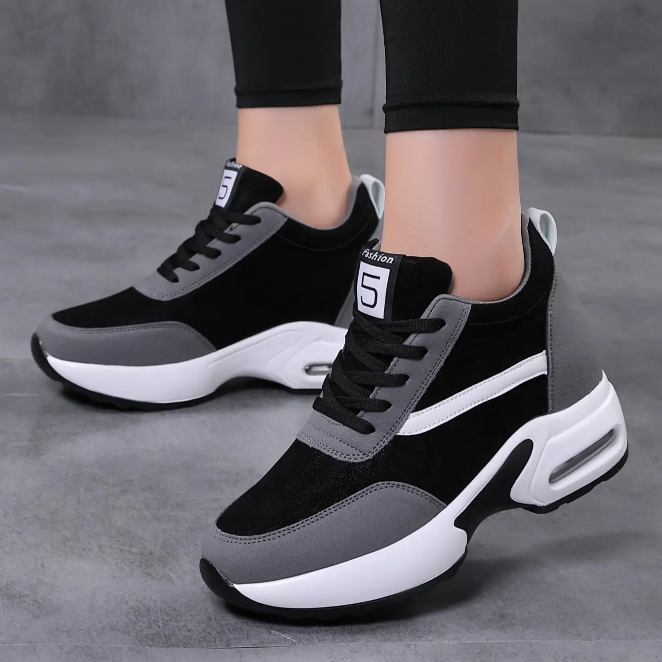Sosenfer Women's High-Top Wedge Sneakers with Hidden Heel Lift, Lightweight Color-Block Casual Daily Walking Shoes with Arch Support, Casual Outfits Women, Sporty Chic, Casual Sneakers, Female Shoes 20266