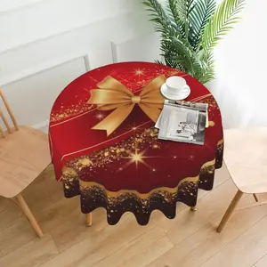 Bow Pattern Tablecloth, 1 Count Luxury Style Christmas Themed Tablecloth, Holiday Tabletop Decoration for Home Office Bar Cafe