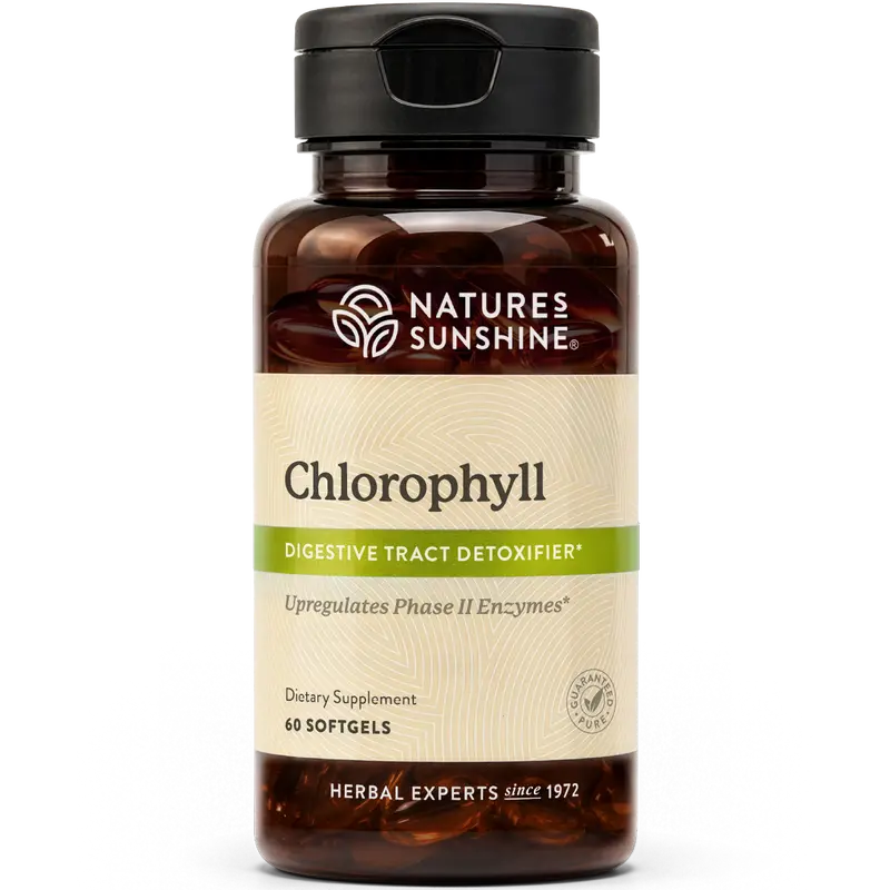 Nature's Sunshine Chlorophyll, 60 Softgel Capsules: Support Digestion, Immunity & Detoxification with Internal Deodorant Benefits. Easy-to-Swallow Capsules Promote Overall Well-Being & Energy