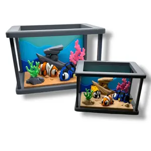 Adorable Mini Aquarium with 3 fish - 3D Printed Decor Adorable Mini Aquarium with 3 fish - 3D Printed Decor
