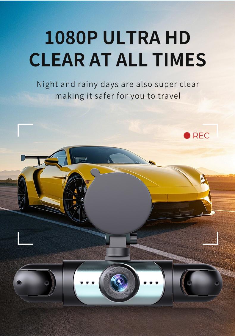 VAVUPO Night Vision 4-Channel Dash Cams for Car 1080P CAR DVR with Rotatable Lens 3-Inch IPS Screen & Emergency Lockout Wide-Angle Recording