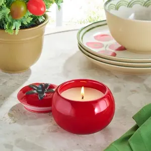 Ceramic Fruit Candle - Tomato and Thyme Scent, 6 oz