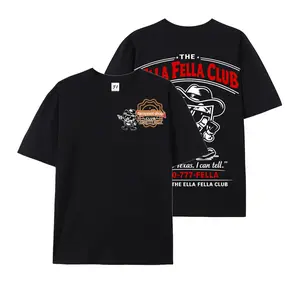 Unisex Ella Fella Club Short-Sleeve Round Neck T-Shirt, Smooth Fabric Menswear, Southern Western Streetwear, Classic Americana Casual Graphic Top