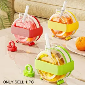 2-in-1 Water Bottle with Straw and Ice Cubes, Portable Ice-making Cup, Water Bottle with Straw and Strap, Touchless Ice Tray Water Bottle, Reusable Ice Maker, Easy Ice Dispensing with a Press, Suitable for Refrigerator, Travel, Fitness, and Home