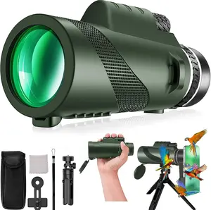 High Powered 80x100 Monocular Telescope with Smartphone Adapter, HD Long Range Viewing for Adults, Compact Outdoor Optics for Wildlife Observation, Bird Watching, Travel, Camping and Hiking Adventures