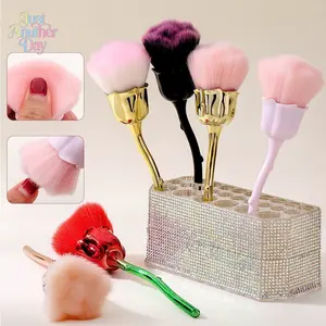 Rose-Shaped Nail Art Dust Brush, Soft Bristle Manicure Cleaning Brush, Multiple Colors Available for Nail Salon