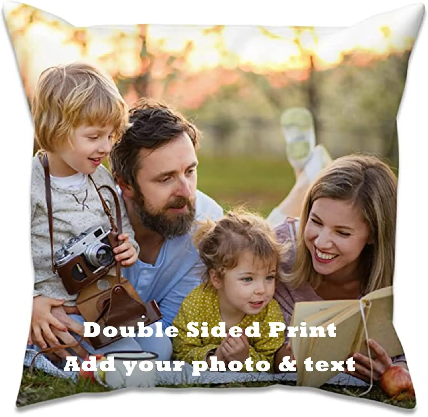 Personalised Cotton-Linen Pillow Case - Double-Sided 16x16 in & 20x20 in (Pack of 1), Custom Photo/Word Text, Home Decoration Gift for Father's Day, Thanksgiving Special Moments