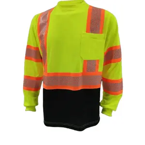 Long Sleeve Reflective High Viz Shirt Honeycomb Stripes