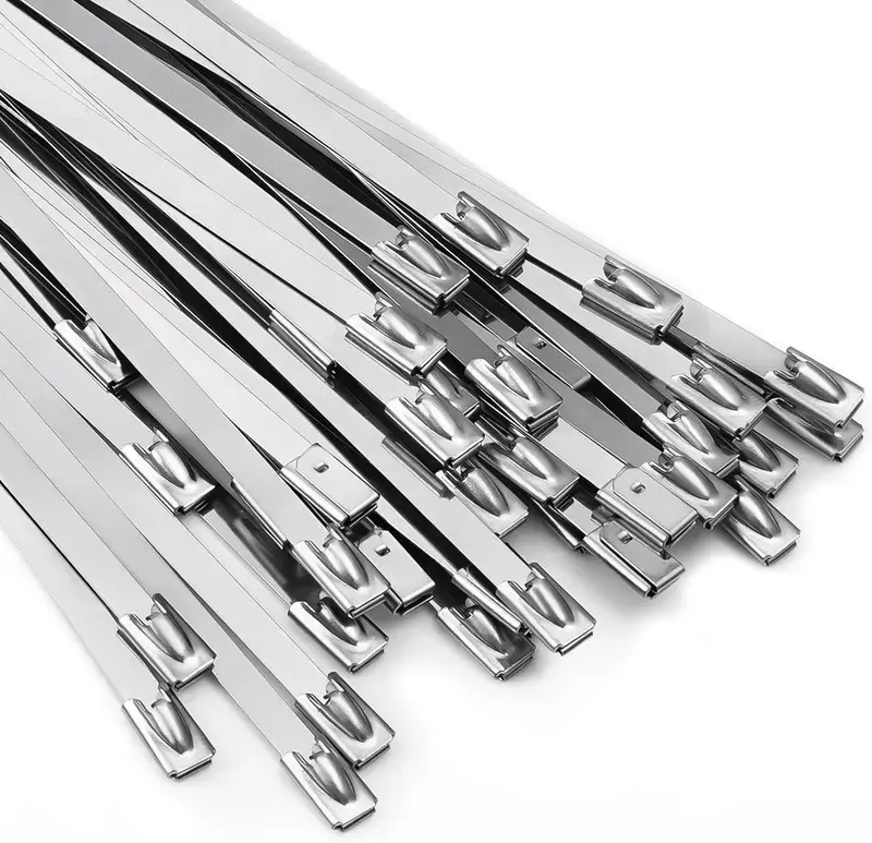 100PCS 11.8in 304 Stainless Steel Self-Locking Metallic Cable Ties, Tool-Assisted with Optional Fastening Gun, for Automotive-Motorcycle Repairs, Fences-Pipes Secure Hold
