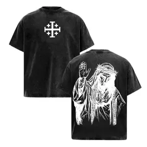 Baldwin IV The Leper King T Shirt Vintage Washed Crusader King of Jerusalem Cross Medieval Christian Heavyweight Oversized Tee Gothic Faith Streetwear Jesus God Apparel Catholic Gym Pump Cover Templar Knight Graphic Shirt Mens Outfit Top
