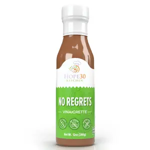 Hope30 Kitchen No Regrets Vinaigrette Sugar Free Oil Free Salad Dressing & Marinade 12 oz Bottle US Made