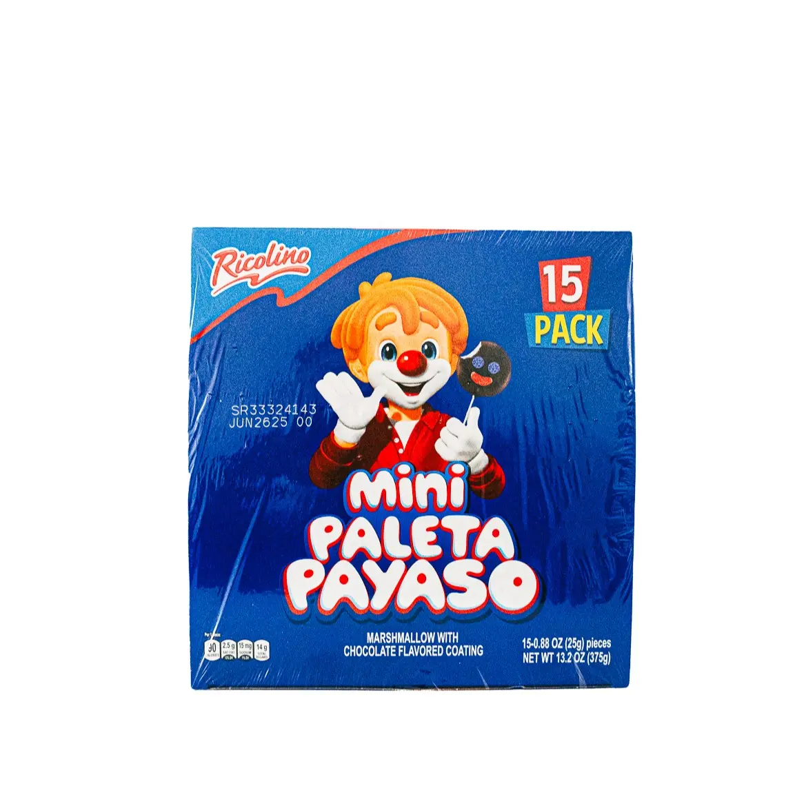 Ricolino Mini Paleta Payaso 15-Pack Marshmallow Lollipops with Dark ...
