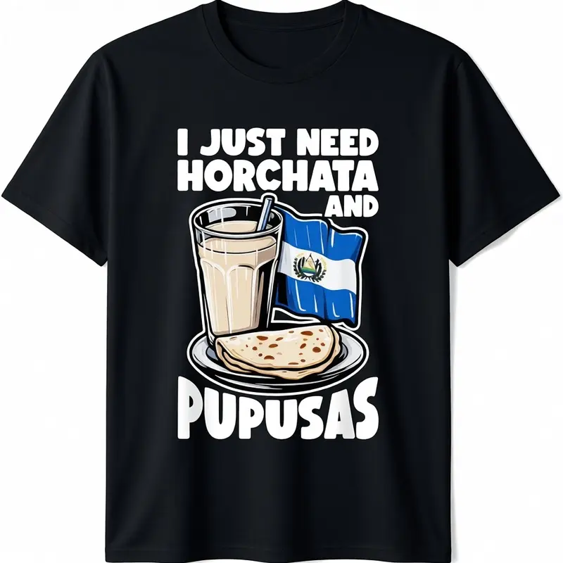 Horchata Pupusas El Salvador Inspired T-Shirt Design Menswear Top Cotton Casual Tshirt Graphic