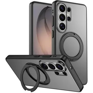 For Samsung Galaxy S26 Ultra S24 S25 Case with 360° Spin Magnetic Stand [Fit for MagSafe] [Non-Slip] [15FT-Shockproof] Slim Protective Case Military Protection Matte Translucent Phone Case