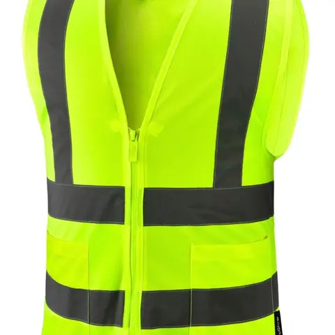 Crew Yellow High Visibility Safety Vest with 2 Pockets for Construction & Traffic Control Work Reflectors Included