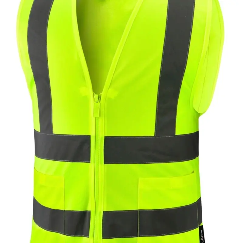 Crew Yellow High Visibility Safety Vest with 2 Pockets for Construction & Traffic Control Work Reflectors Included