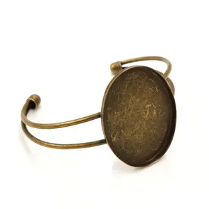 30*40mm Bronze Plated Oval Bangle Base Bracelet Blank Findings Tray Bezel Setting Cabochon Cameo  (K2-36)
