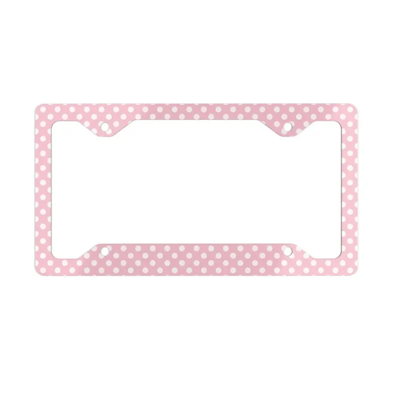 Pink Polka Dot Car Metal License Plate Frame, Y2K Coquette Retro Car Decor, Cute License Plate Holder, Car Accessories Gift