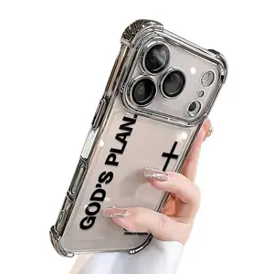 Minimalist God's Plan Durable TPU Cellphone Case for iPhone 17/16/15/14/13/12/11 Pro Max Plus - Anti-Drop, Shockproof, Transparent Cover with Screen Protector, Mobile Phone Accessory