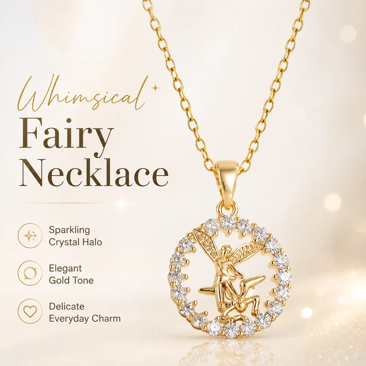 Women's Cosmic Sagittarius Zodiac Constellation Necklace - Metal Plated Sparkle Gold Crystal-Encrusted Pendant, Divine Feminine Celestial Charm Jewelry, 2.2 cm Pendant, 50.5 cm Chain, Youth Daily Wear Gift, Casual Female Accessory, Elegant