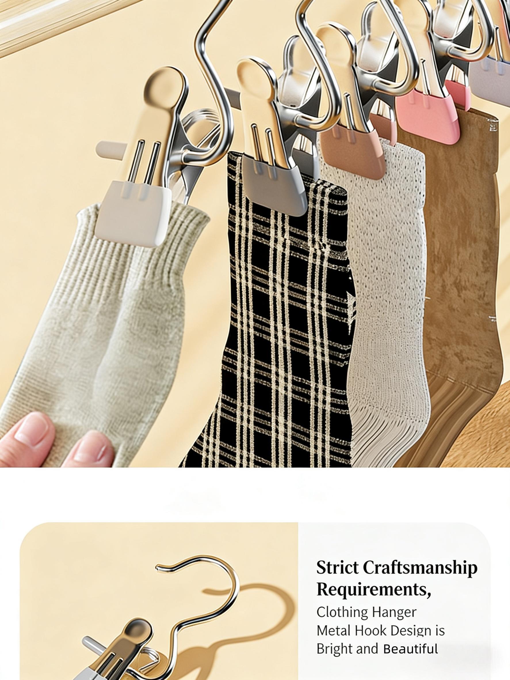 16 Pack No Trace Non Slip Pants Clips | Multi-Functional Portable Skirt Hangers with Hooks | Space Saving Clothes Clips for Laundry Drying & Closet Organization